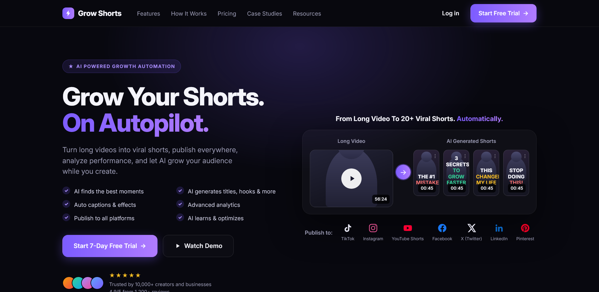 Grow Shorts — video-to-shorts platform